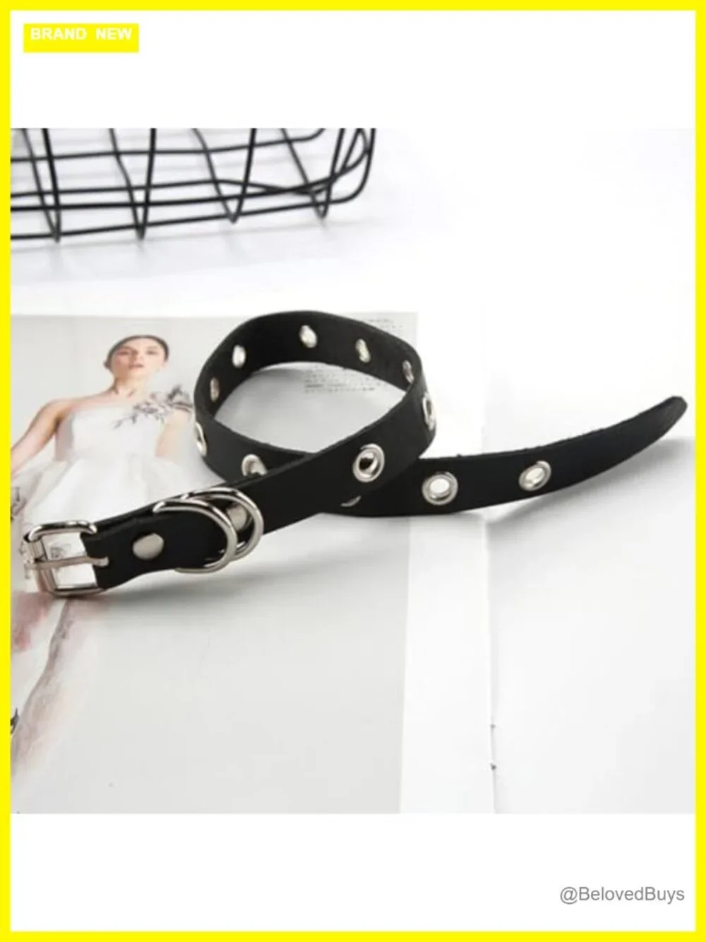 Adjustable Faux Leather Choker Necklace Gothic Punk Circle Design Collar Chain